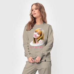 Костюм хлопковый женский Lisa Blackpink, цвет: миндальный — фото 2
