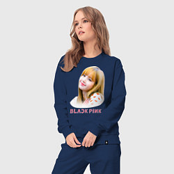 Костюм хлопковый женский Lisa Blackpink, цвет: тёмно-синий — фото 2