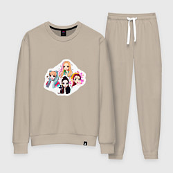Костюм хлопковый женский Четверо из Black Pink, цвет: миндальный