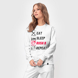 Костюм хлопковый женский Eat sleep rush b repeat, цвет: белый — фото 2