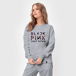 Костюм хлопковый женский Blackpink logo Jisoo Lisa Rose Jennie, цвет: меланж — фото 2