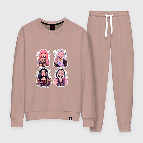 Женский костюм Участницы Блэк Пинк в виде стикеров / Пыльно-розовый – фото 1