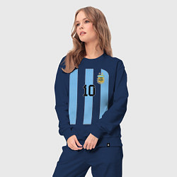 Костюм хлопковый женский Месси сборная Аргентины ЧМ 2022, цвет: тёмно-синий — фото 2