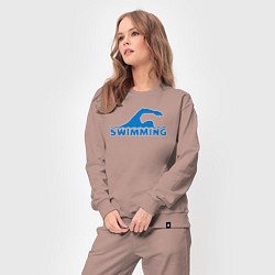 Костюм хлопковый женский Swimming sport, цвет: пыльно-розовый — фото 2