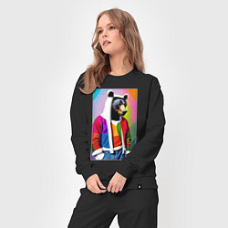 Костюм хлопковый женский Baer fashionista - pop art - neural network, цвет: черный — фото 2