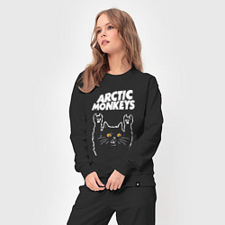 Костюм хлопковый женский Arctic Monkeys rock cat, цвет: черный — фото 2