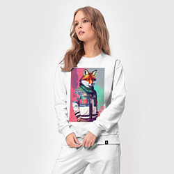 Костюм хлопковый женский Крутой лис в модной куртке - нейросеть, цвет: белый — фото 2