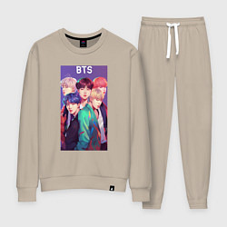 Костюм хлопковый женский Anime BTS style, цвет: миндальный