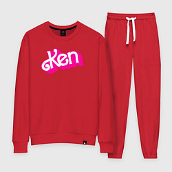 Костюм хлопковый женский Логотип розовый Кен, цвет: красный