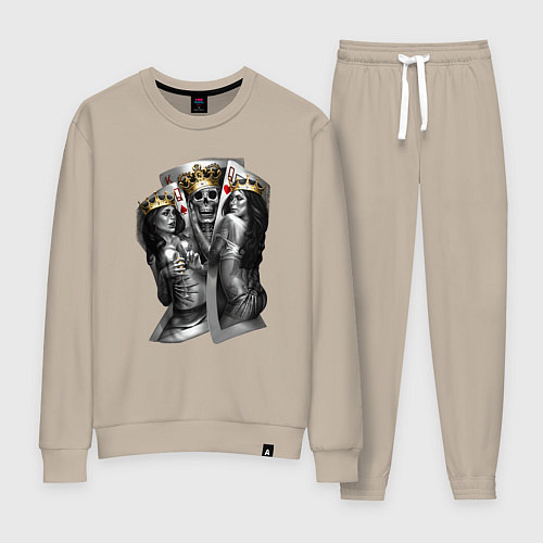 Женский костюм Девушки, карты и скелет в короне / Миндальный – фото 1