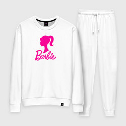Костюм хлопковый женский Розовый логотип Барби, цвет: белый