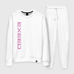 Костюм хлопковый женский Exeed pink logo, цвет: белый