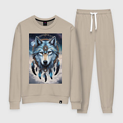 Костюм хлопковый женский Шаман волк, цвет: миндальный