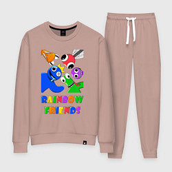 Костюм хлопковый женский Rainbow Friends персонажи, цвет: пыльно-розовый