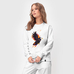 Костюм хлопковый женский Орел парящая птица абстракция, цвет: белый — фото 2