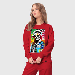 Костюм хлопковый женский Skeleton fashionista - Milano - pop art, цвет: красный — фото 2