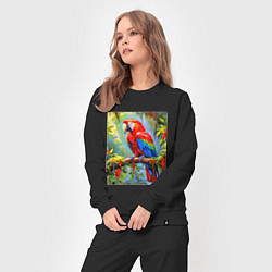Костюм хлопковый женский Яркий красный ара, цвет: черный — фото 2