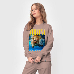 Костюм хлопковый женский Кот Нирвана, цвет: пыльно-розовый — фото 2