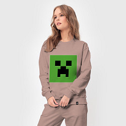 Костюм хлопковый женский Minecraft creeper face, цвет: пыльно-розовый — фото 2