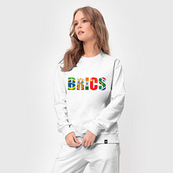 Костюм хлопковый женский Надпись: BRICS, цвет: белый — фото 2