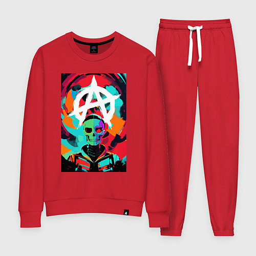 Женский костюм Анархия - череп - поп-арт / Красный – фото 1