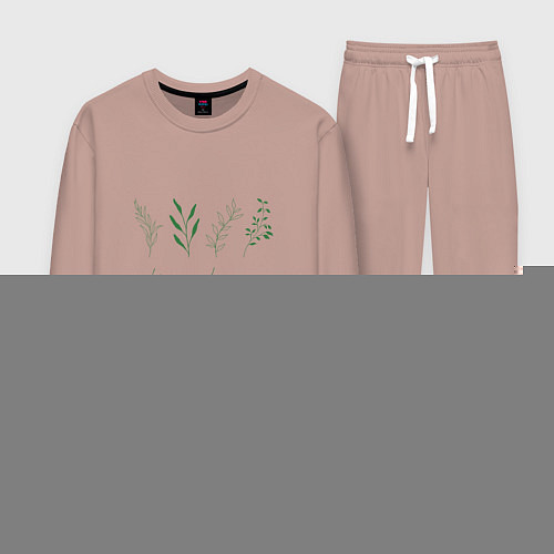 Женский костюм Зеленые растения мир и любовь / Пыльно-розовый – фото 1