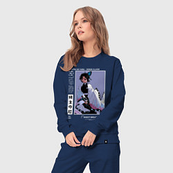 Костюм хлопковый женский Великолепная Шинобу - Клинок демонов, цвет: тёмно-синий — фото 2