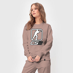 Костюм хлопковый женский CS2 logo, цвет: пыльно-розовый — фото 2