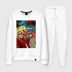 Костюм хлопковый женский Селфи в универе, цвет: белый