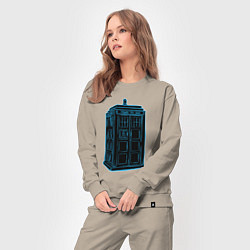 Костюм хлопковый женский Black tardis, цвет: миндальный — фото 2