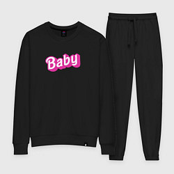 Костюм хлопковый женский Baby: pink barbie style, цвет: черный