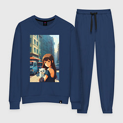 Женский костюм Городская девчонка с белым котёнком - аниме