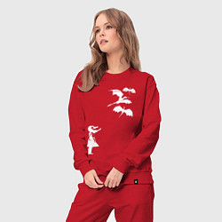 Костюм хлопковый женский Девочка и драконы, цвет: красный — фото 2