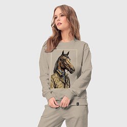 Костюм хлопковый женский Конь в бежевом пальто, цвет: миндальный — фото 2