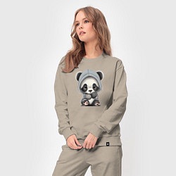Костюм хлопковый женский Грустная панда, цвет: миндальный — фото 2