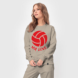 Костюм хлопковый женский Volleyball my love, цвет: миндальный — фото 2