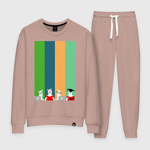 Женский костюм Ламы - альпаки на учебе / Пыльно-розовый – фото 1