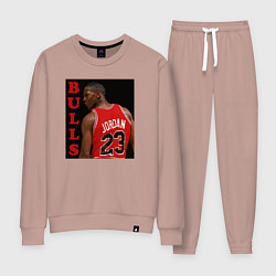 Костюм хлопковый женский Bulls Jordan, цвет: пыльно-розовый