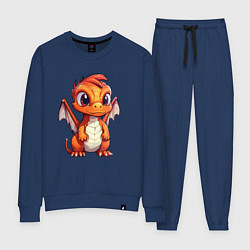 Костюм хлопковый женский Милый маленький новогодний дракон 2024, цвет: тёмно-синий