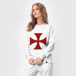 Костюм хлопковый женский Крест рыцарей тамплиеров, цвет: белый — фото 2