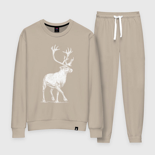 Женский костюм Северный олень белый спереди / Миндальный – фото 1