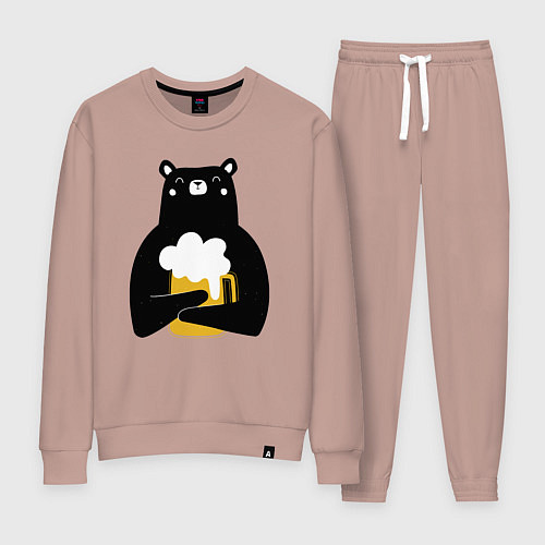 Женский костюм Мишка с кружкой пива / Пыльно-розовый – фото 1