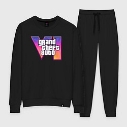 Костюм хлопковый женский GTA 6 logo, цвет: черный