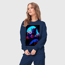 Костюм хлопковый женский Лунная гравитация: Портрет аниме девочки, цвет: тёмно-синий — фото 2