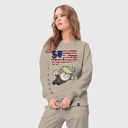 Костюм хлопковый женский Супер Трамп, цвет: миндальный — фото 2