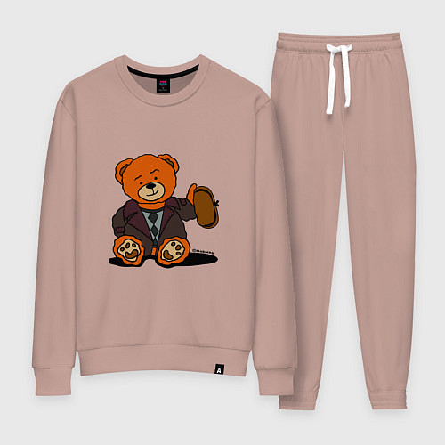 Женский костюм Медведь Кащей с шапкой-ушанкой / Пыльно-розовый – фото 1