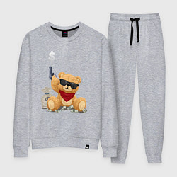 Костюм хлопковый женский Плюшевый медвежонок гангстер, цвет: меланж