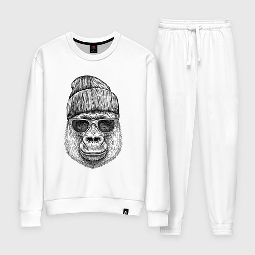 Женский костюм Горилла в шапке / Белый – фото 1