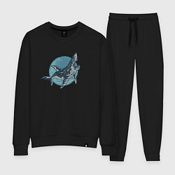 Костюм хлопковый женский Большая акула, цвет: черный
