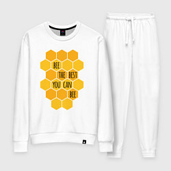 Костюм хлопковый женский Будь лучшим, цвет: белый